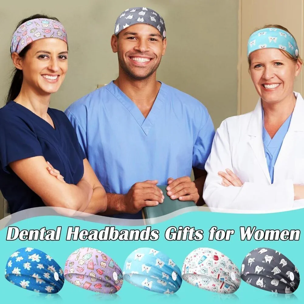 12 Pcs Nursing Headbands Non Slip Elastic with Buttons for Mask Mask Relief